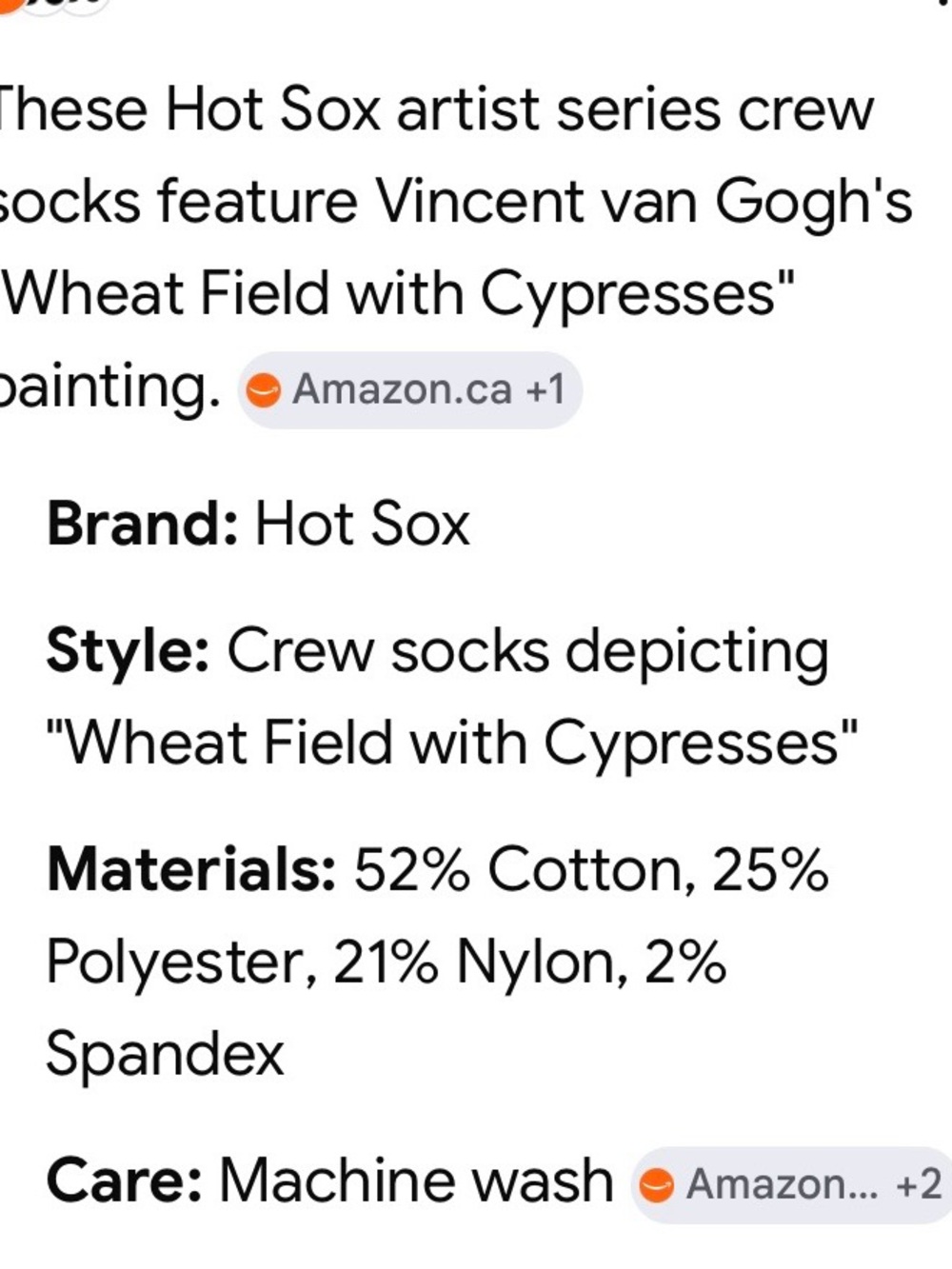 Van Gogh Novelty Socks Unisex Hot Sox Artist Series new - Picture 3 of 7